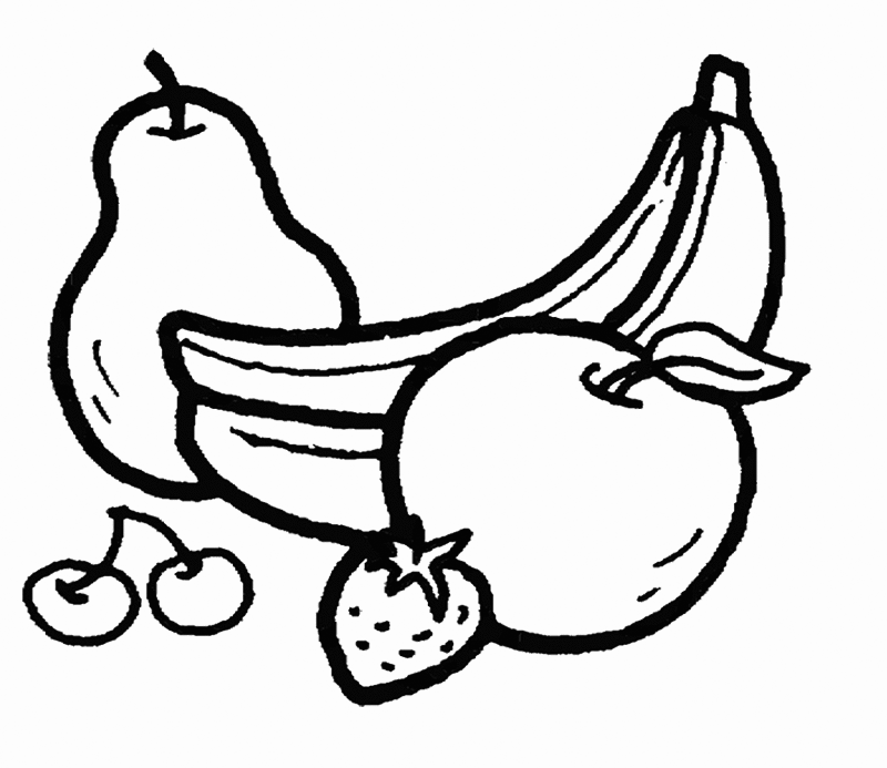 Pear Banana Fruit Coloring Page