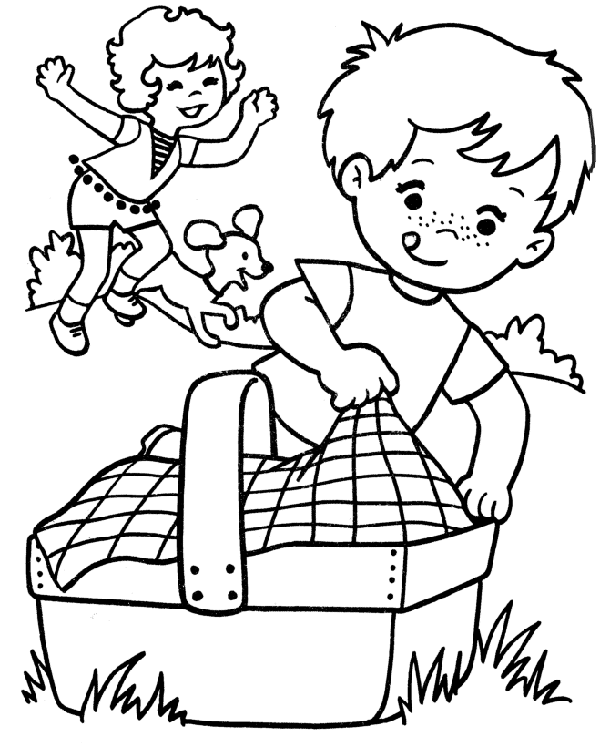 Spring Picnic Coloring Pages