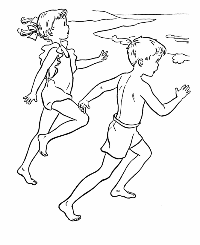 Swimming In Summer Season Coloring Page