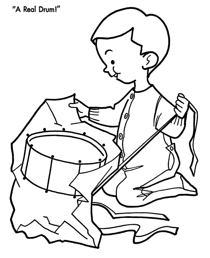 A Real Drum For Christmas Coloring Page