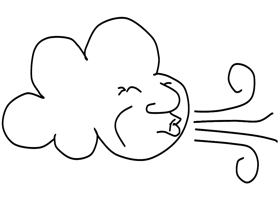 Blowing Weather Cloud Coloring Page