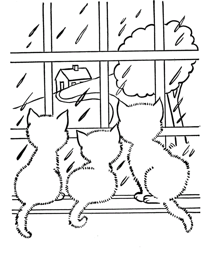 Cats Looking Out The Window At The Weather Coloring