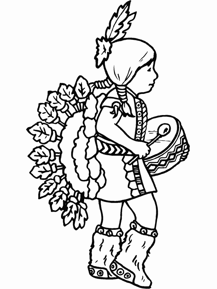 Native American Drummer Coloring Pages