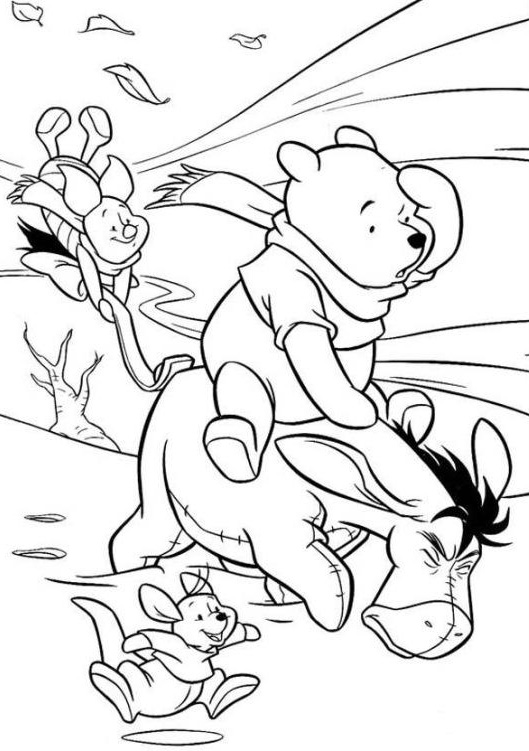 Pooh And Friends On A Windy Day Coloring Page