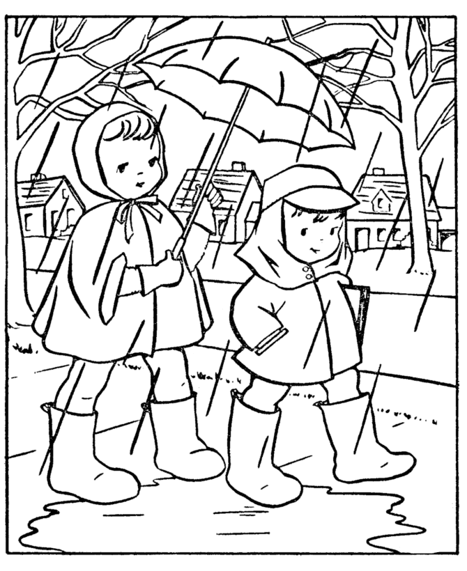 Rainy Day Umbrella Coloring Page