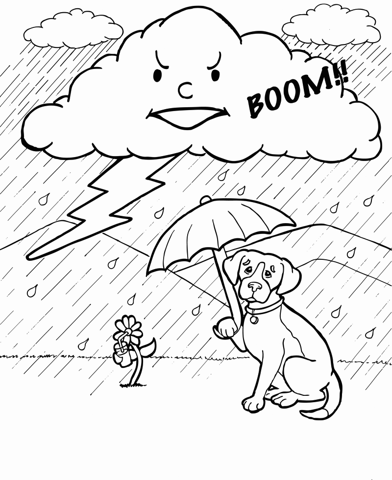 Thundering Weather Cloud Coloring Page