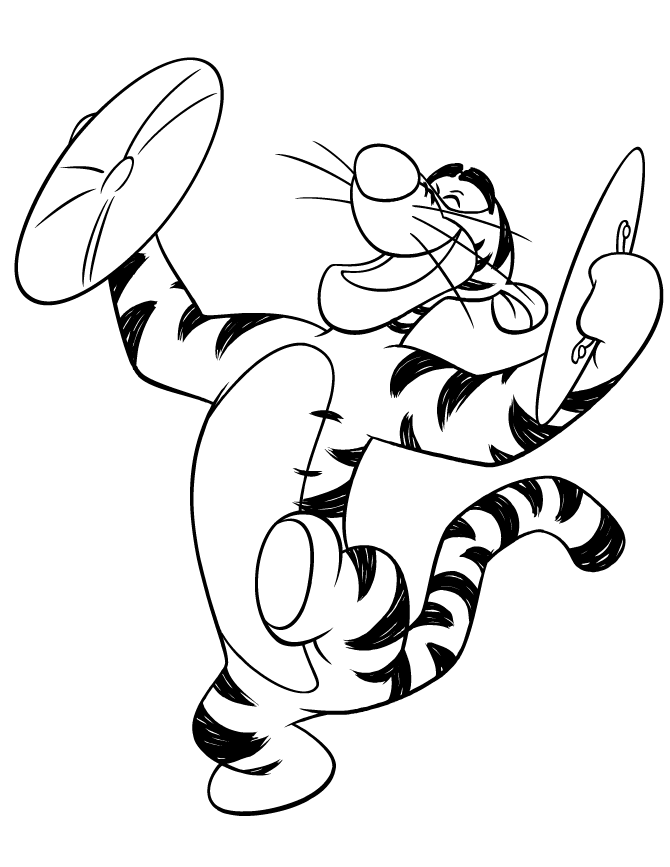 Tigger Playing Cymbols Coloring Page