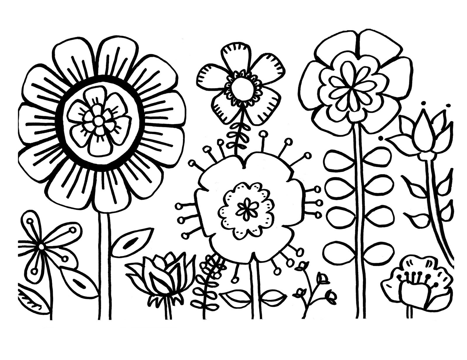 Zinnia Flower Doodles Coloring Page