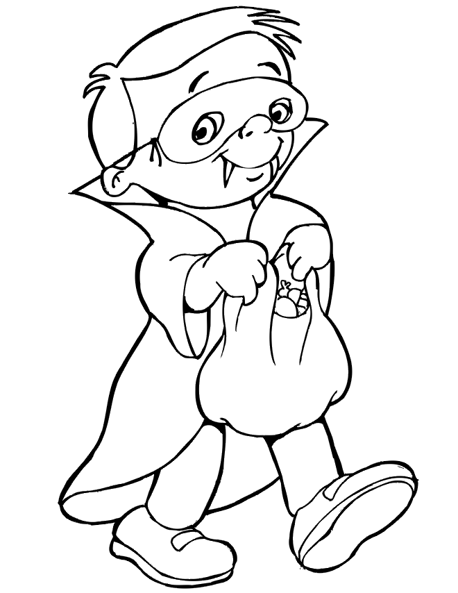 Boy In Dracula Costume Coloring Pages