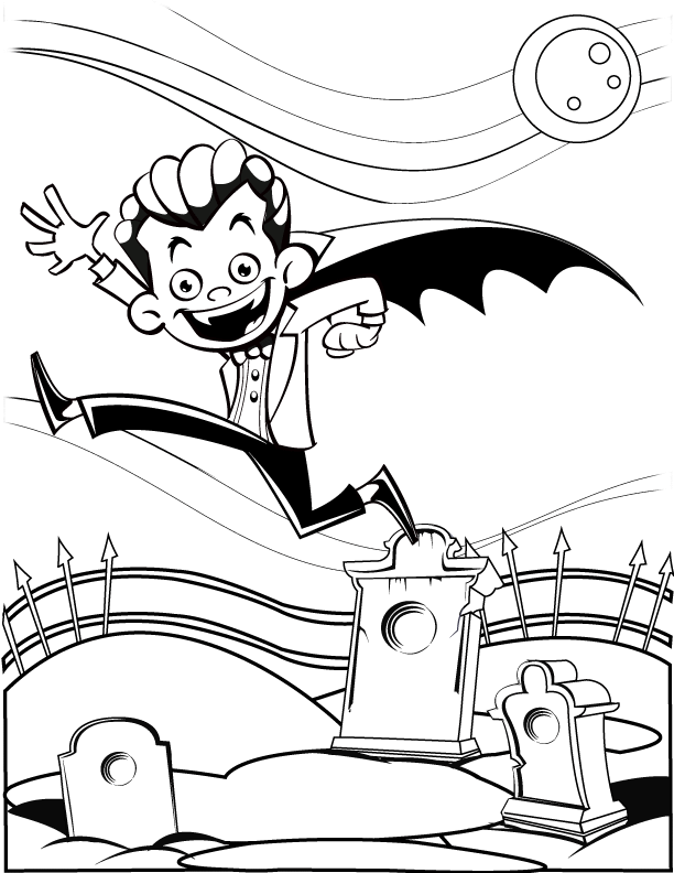 Cute Cartoon Dracula Coloring Page