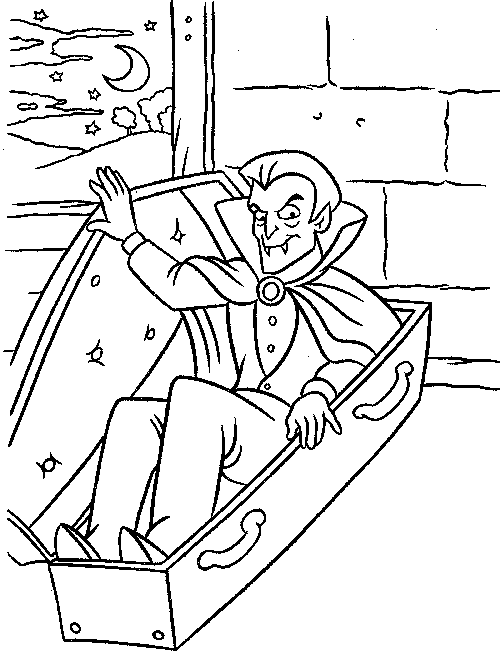Dracula In Coffin Coloring Pages