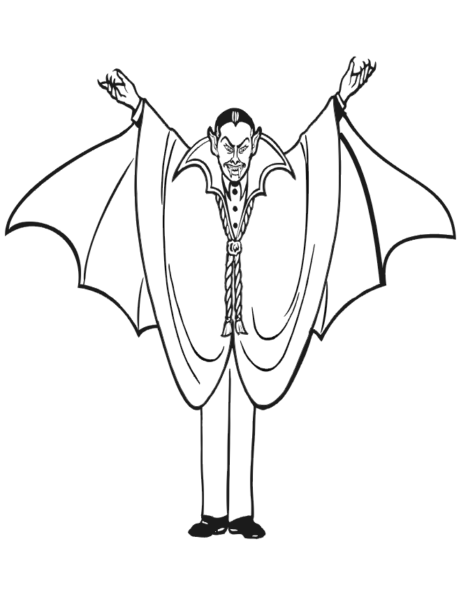 Dracula With Arms Raised Coloring Pages