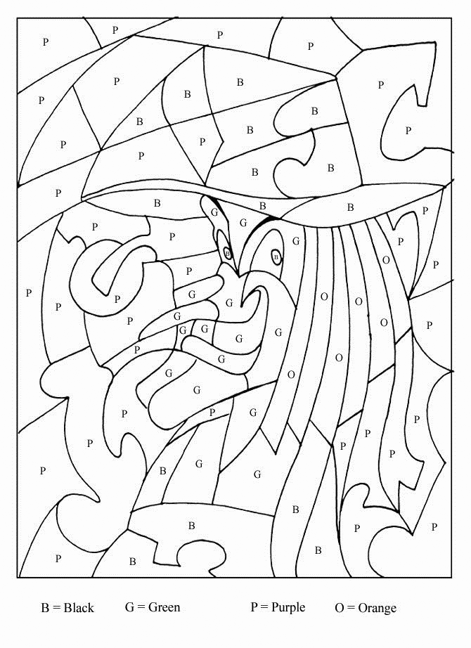 halloween color by number coloring pages