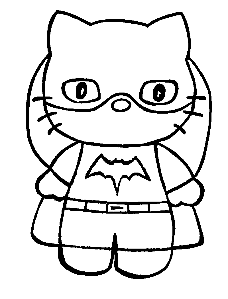 Hello Kitty Halloween Batwoman Coloring Pages