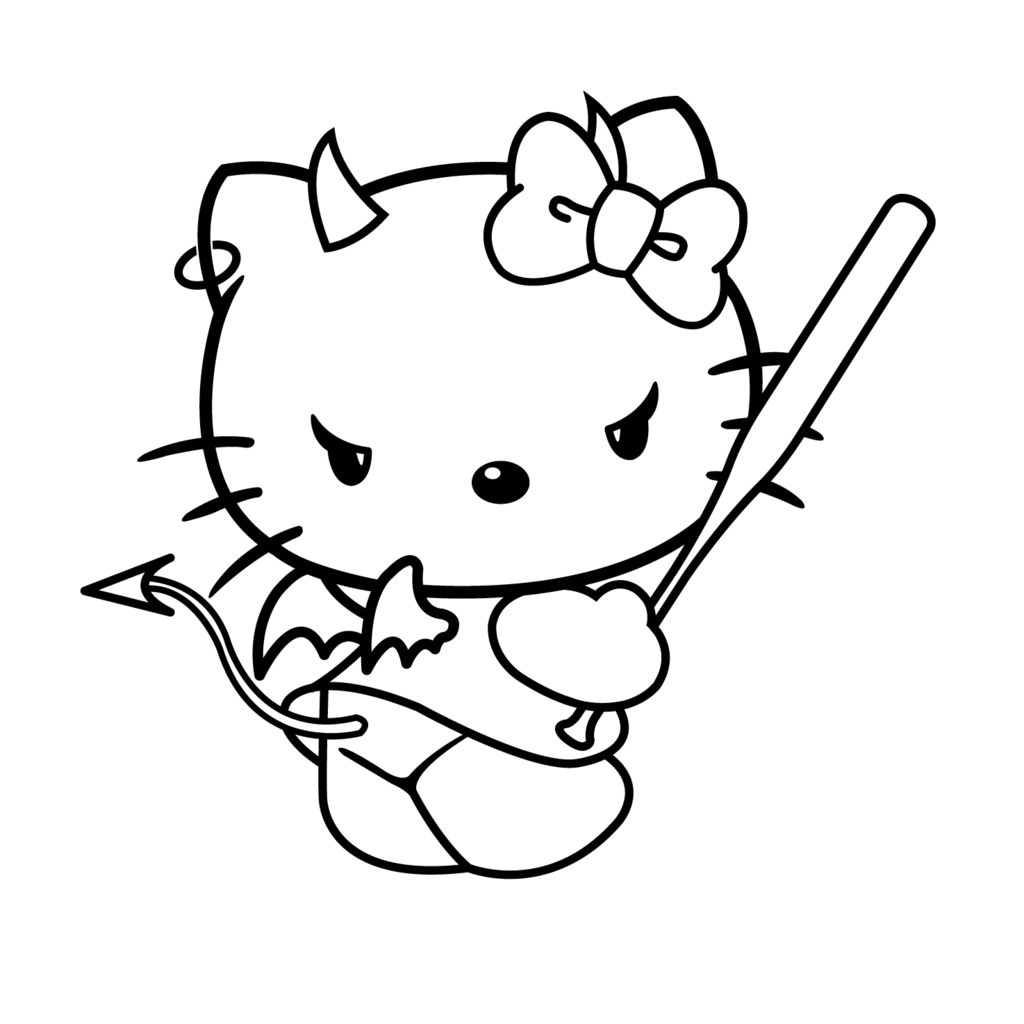 Hello Kitty Halloween Devil Coloring Pages