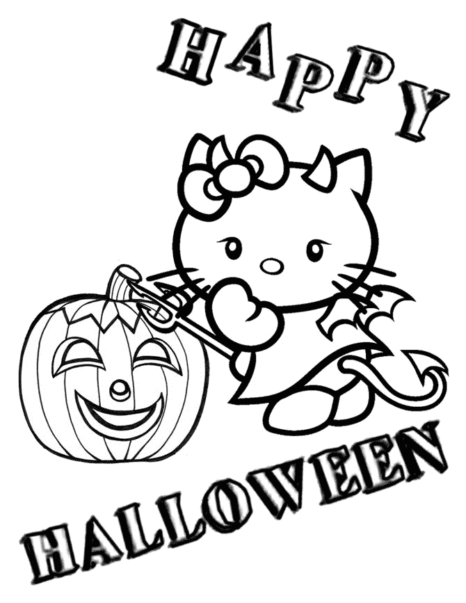 Hello Kitty Halloween Devil Costume Coloring Pages