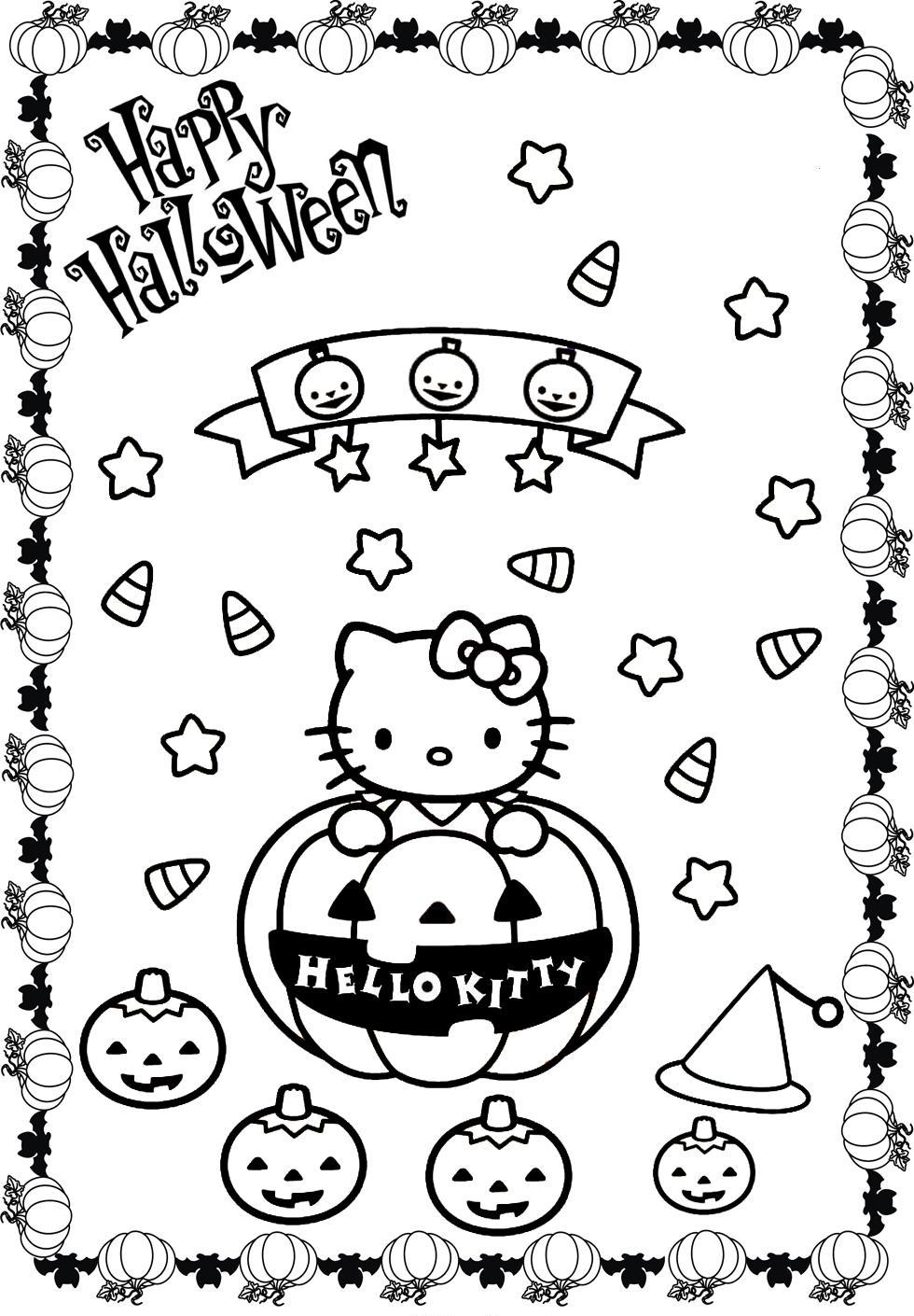 Hello Kitty Halloween Pumpkin Coloring Pages