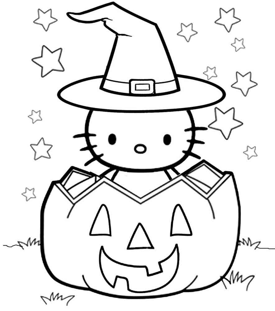 Hello Kitty Fall Coloring Pages
