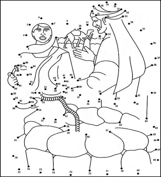 Isaac And Rebekah Connect The Dot Coloring Page
