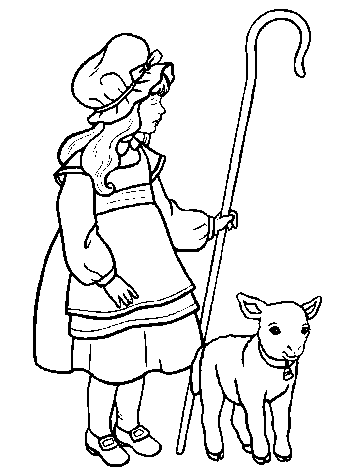 Little Bo Peep And Sheep Coloring