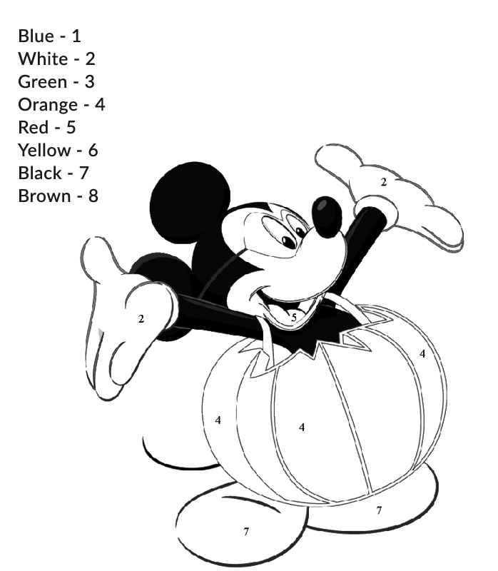 Mickey Mouse Pumpkin Color By Number