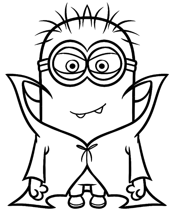 Minion In Dracula Costume Coloring Pages