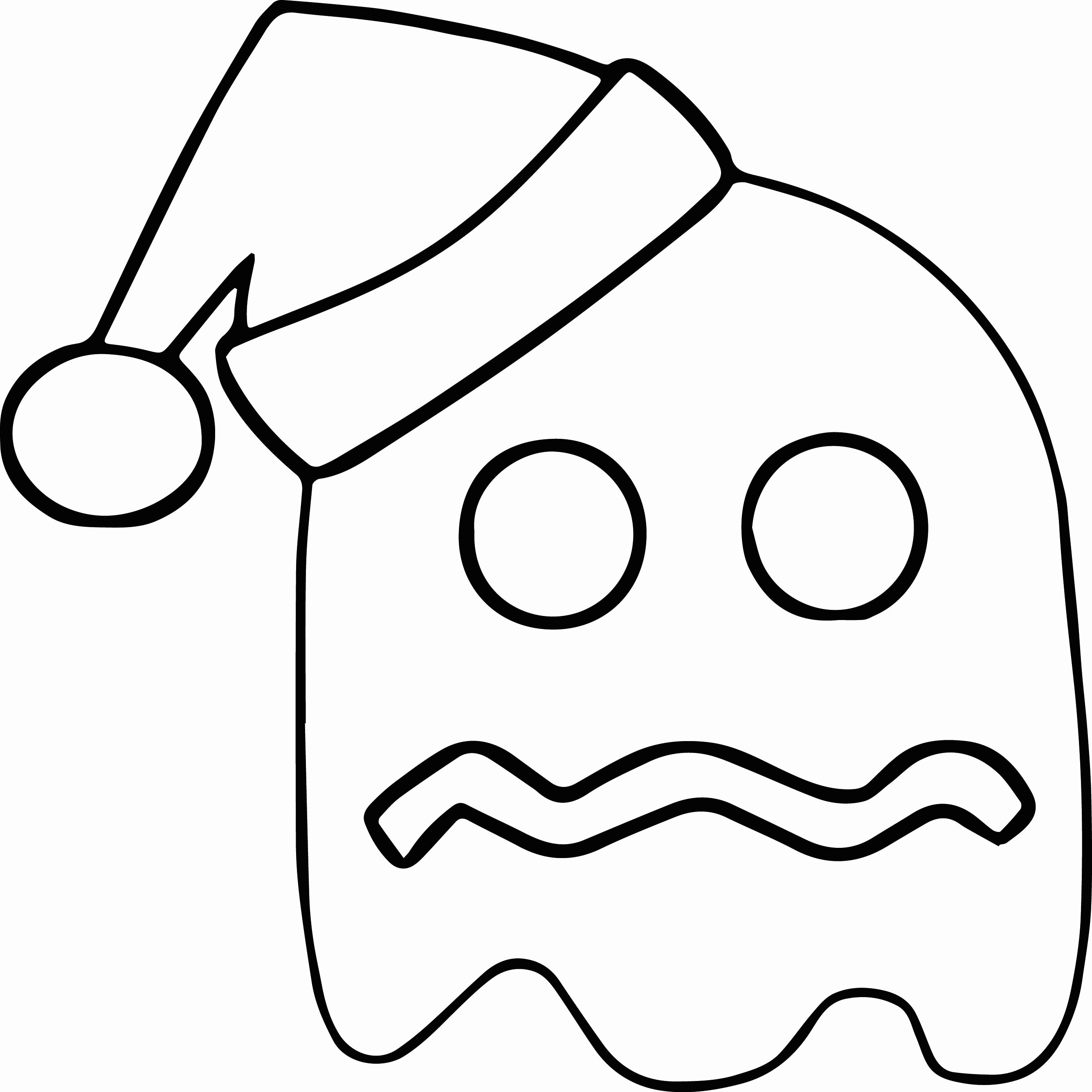 Pacman Christmas Ghost Coloring Page
