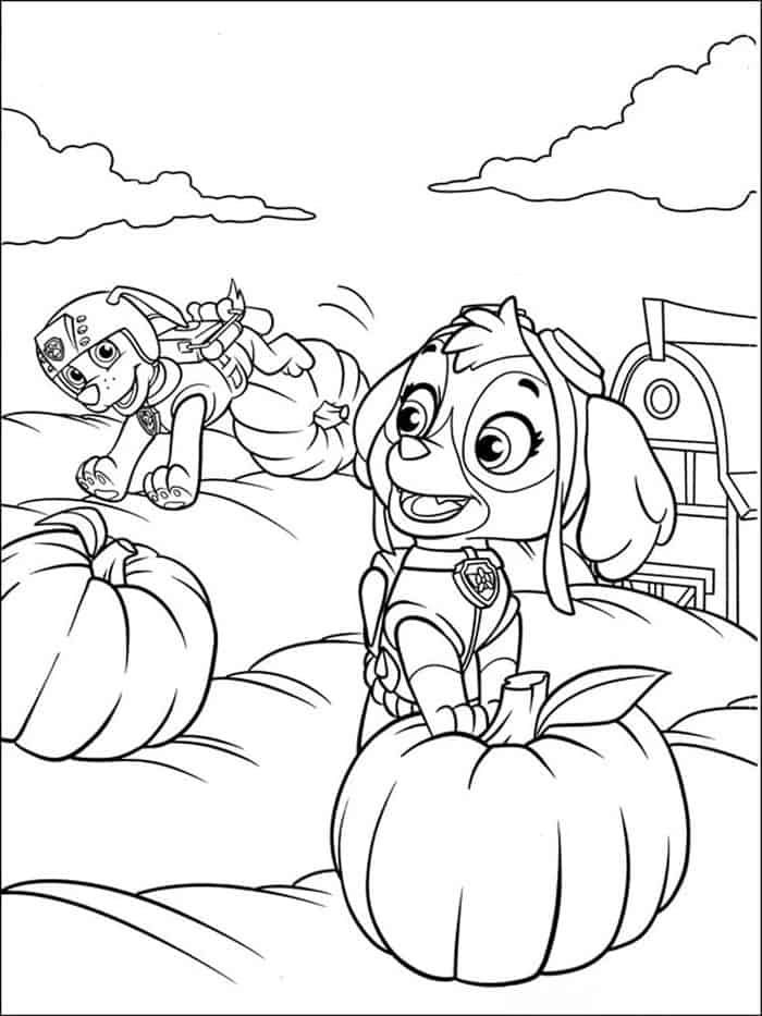 Paw Patrol Halloween Pumpkin Coloring Page