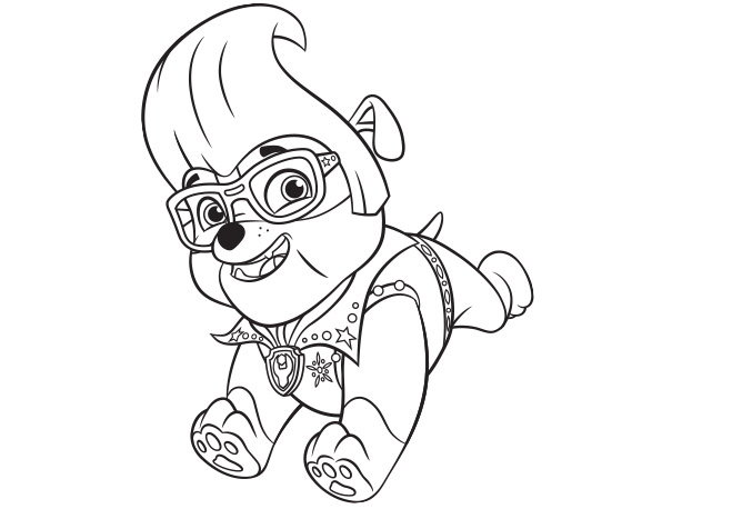 Rubble Paw Patrol Halloween Coloring Page