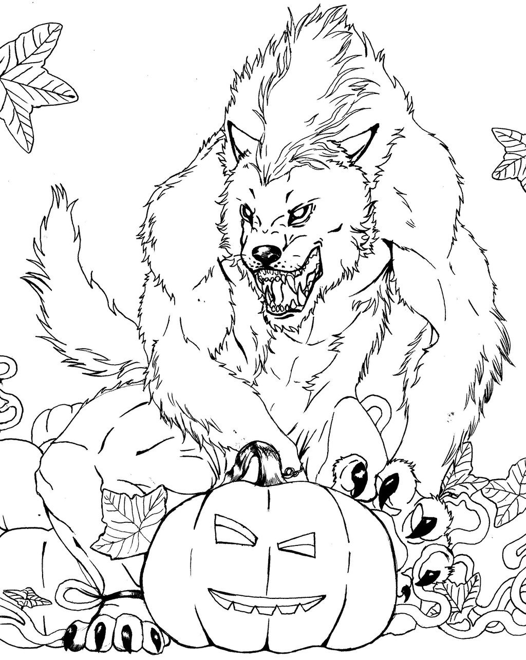 Scary Halloween Werewolf Coloring Pages