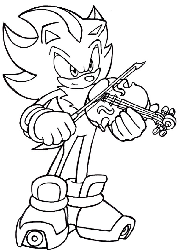 Sonic Playing Violin Coloring Page