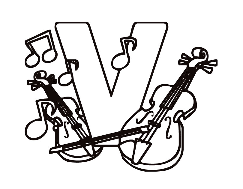 V For Violin Coloring Page