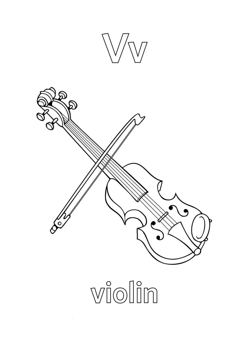 V For Violin Coloring Pages