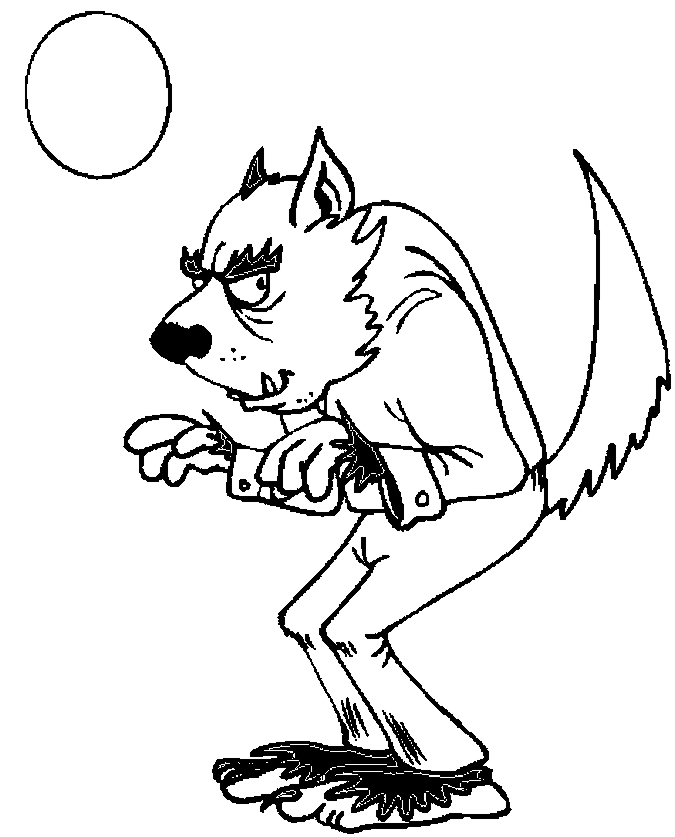 Werewolf And Moon Coloring Pages