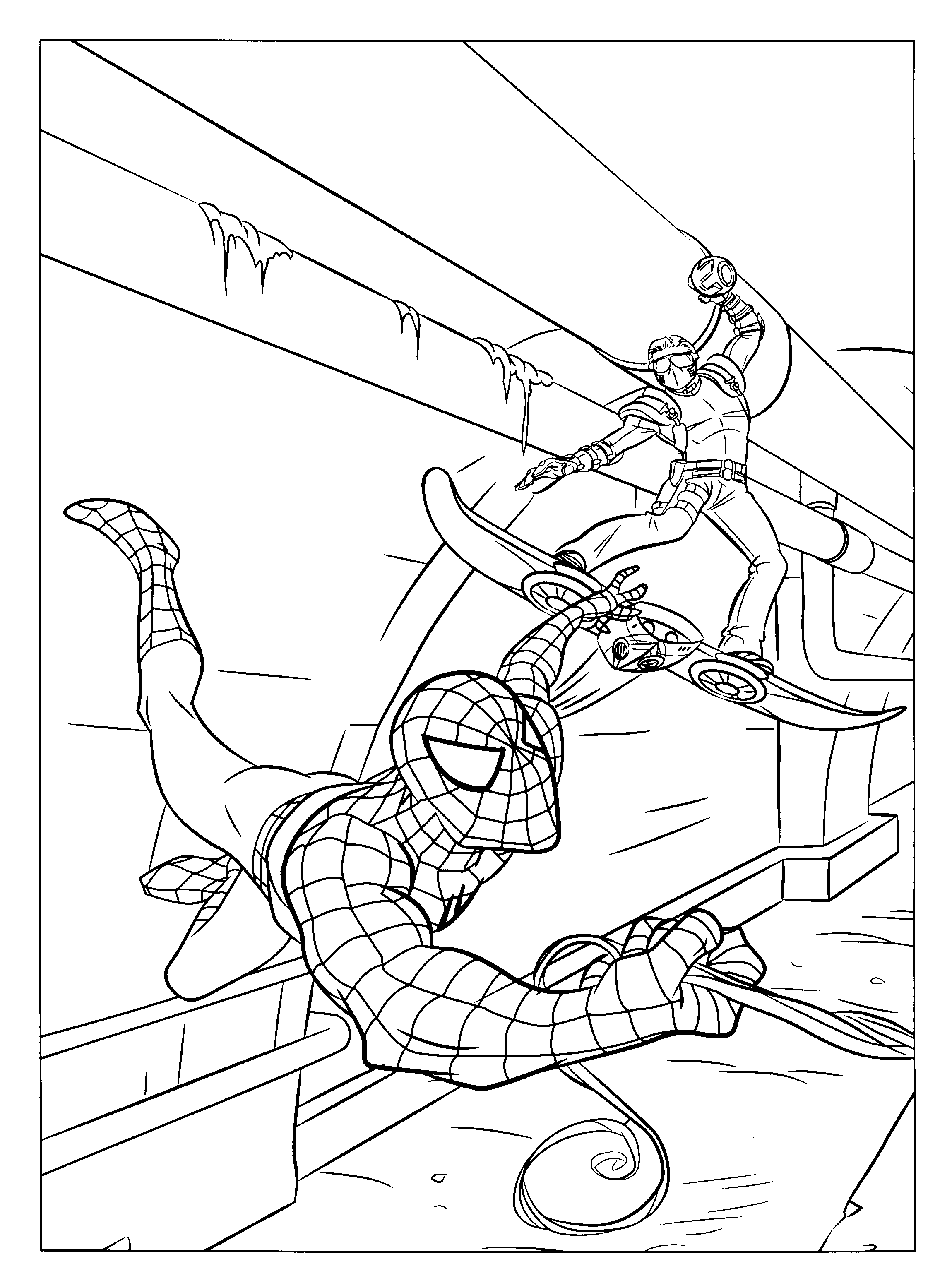 Spiderman And Green Goblin Coloring Page
