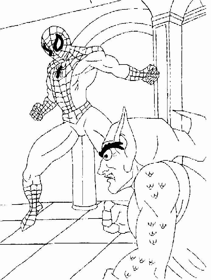 Spiderman And Green Goblin Fight Coloirng Page