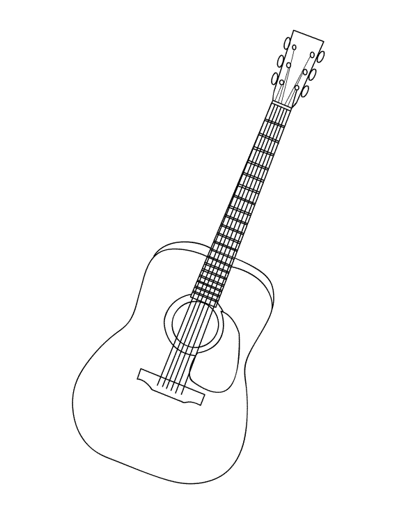 Acoustic Guitar Coloring Page