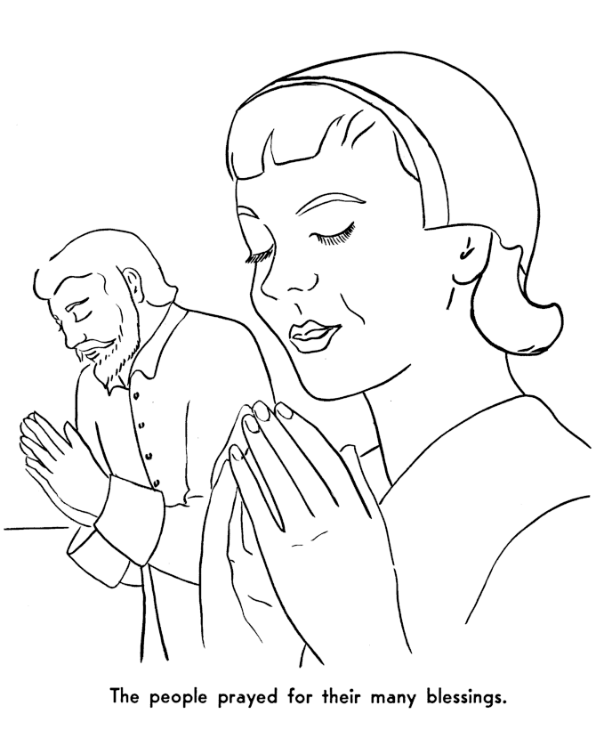 Blessings At 1st Thanksgiving Coloring Pages
