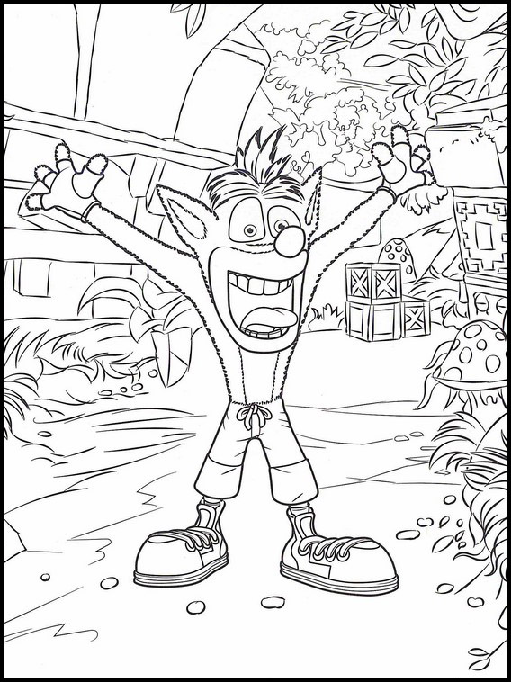 Crash Bandicoot Scene Coloring Page