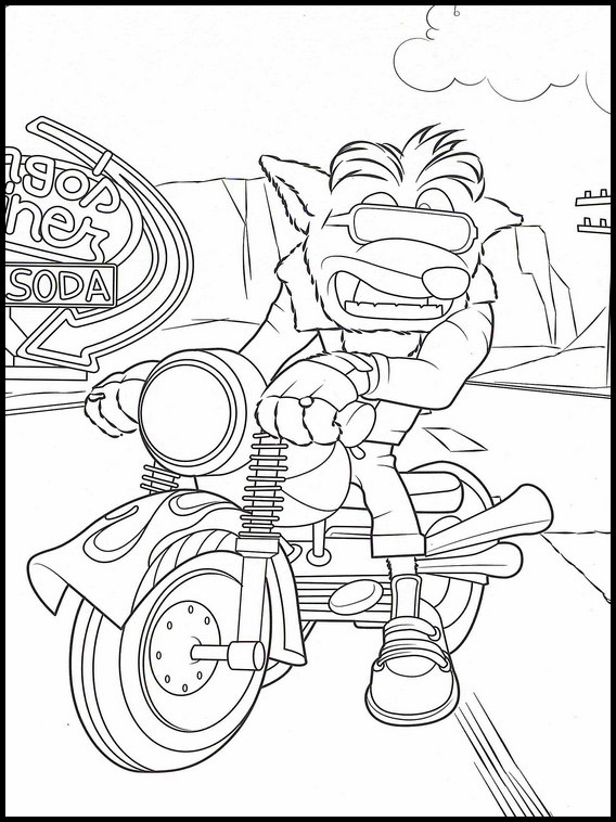 Crash Bandicoots Motorcycle Coloring Pages