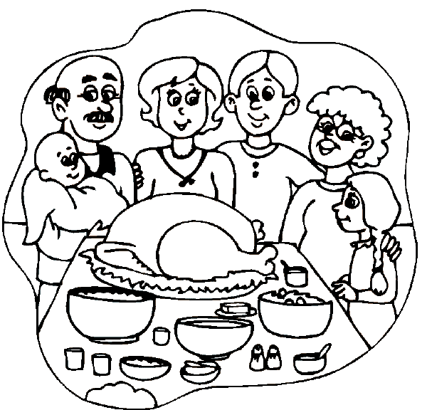 Family At Thanksgiving Dinner