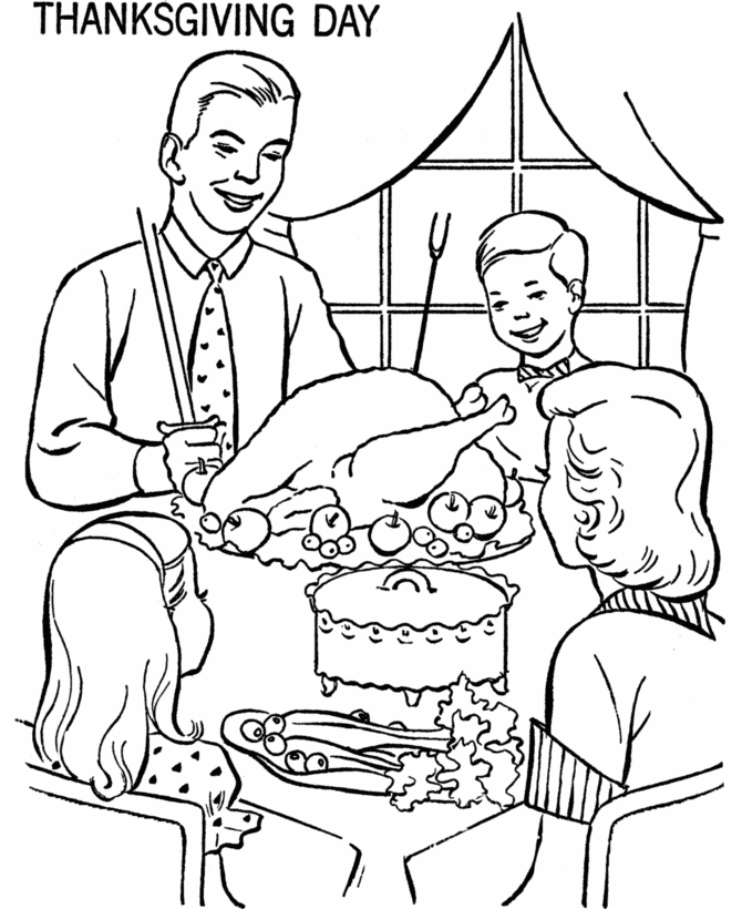 Family On Thanksgiving Day Coloring