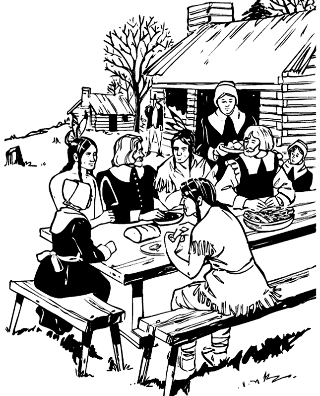 First Thanksgiving Meal Coloring Page