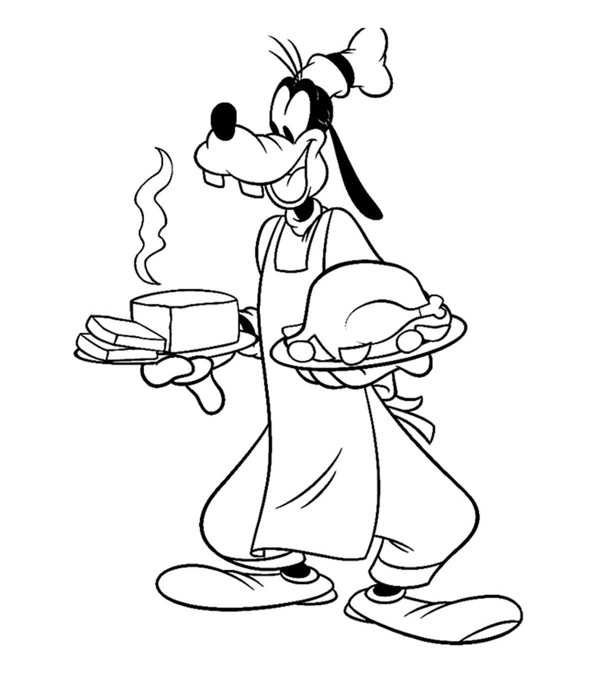Goofy Serving Thanksgiving Dinner Coloring