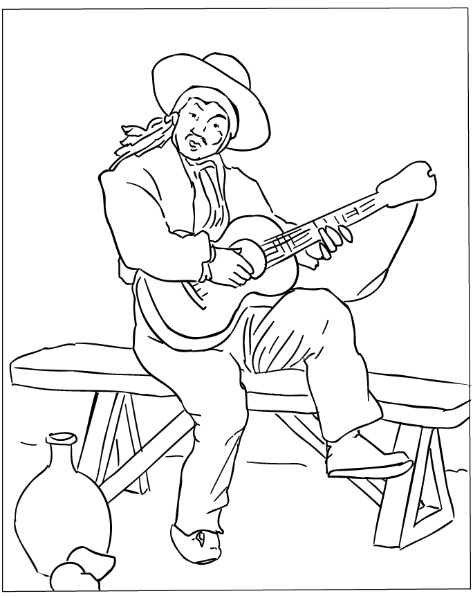 Guitar Player Coloring Page