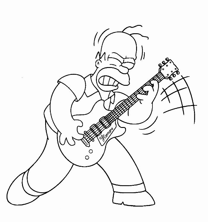 Homer Playing Guitar Coloring Pages