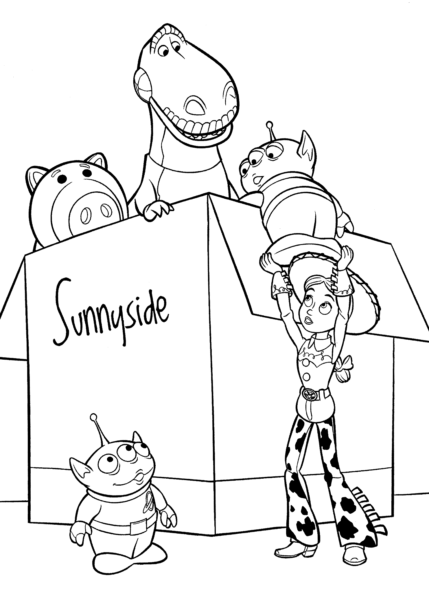 Jessie Helping Toys Coloring Page