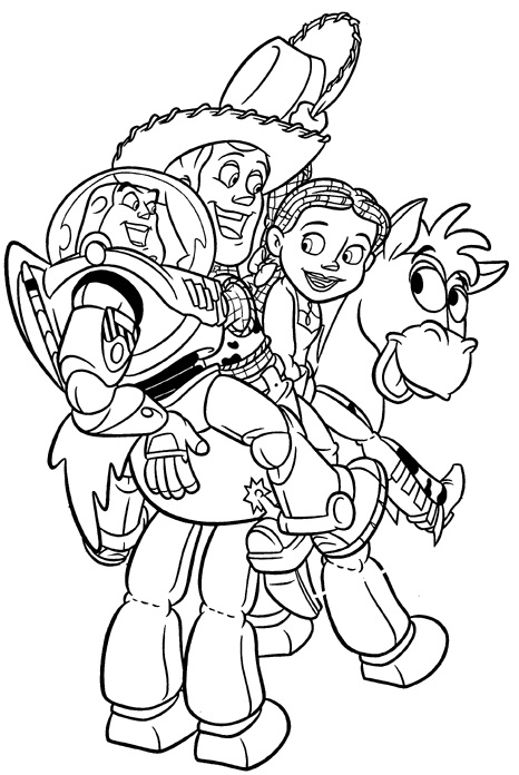 Jessie And The Toy Story Gang Coloring Page