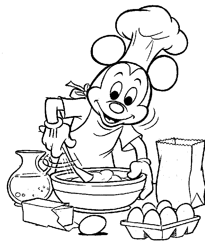 Mickey Baking Coloring Page