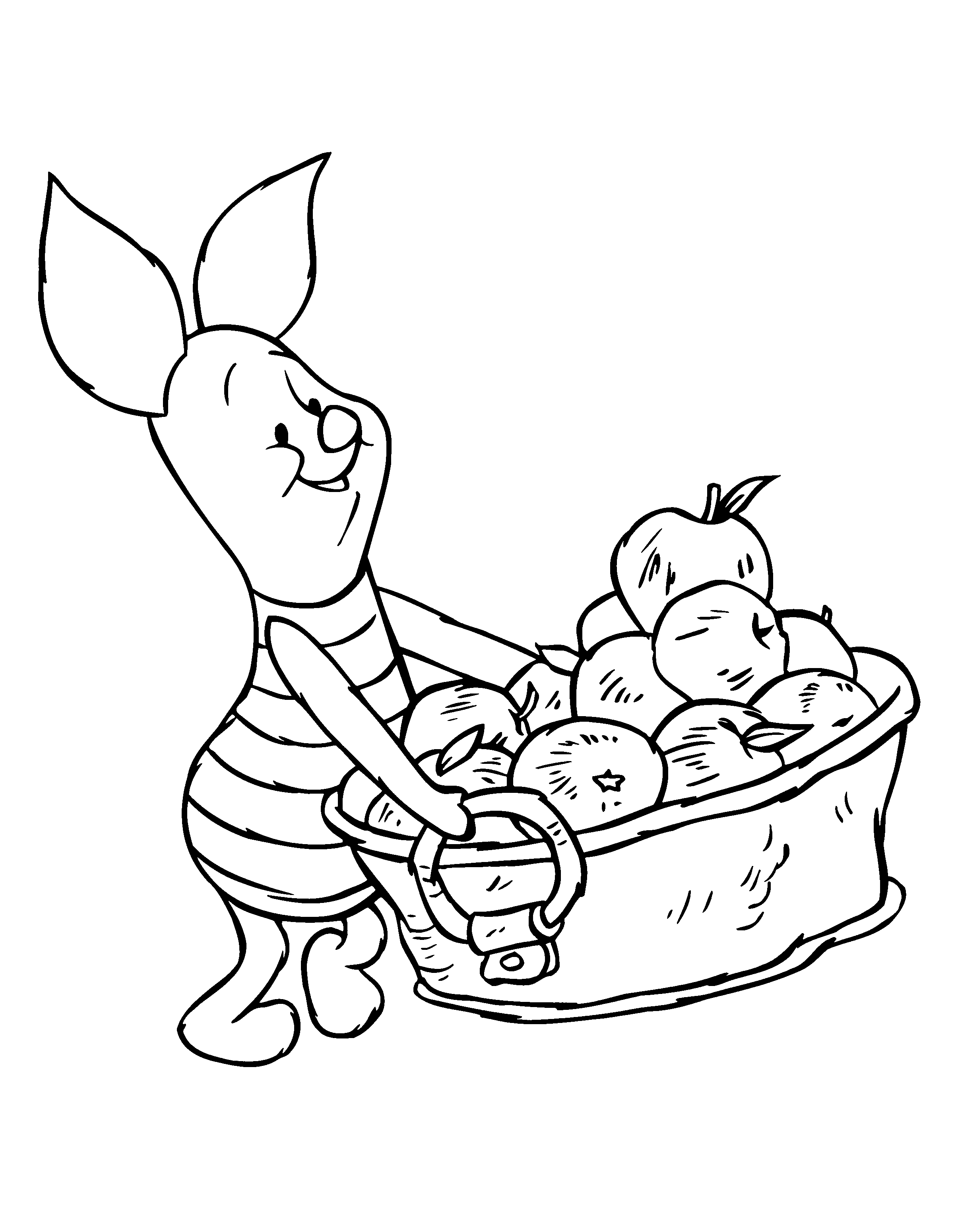 Piglet Harvesting Apples Coloring Pages